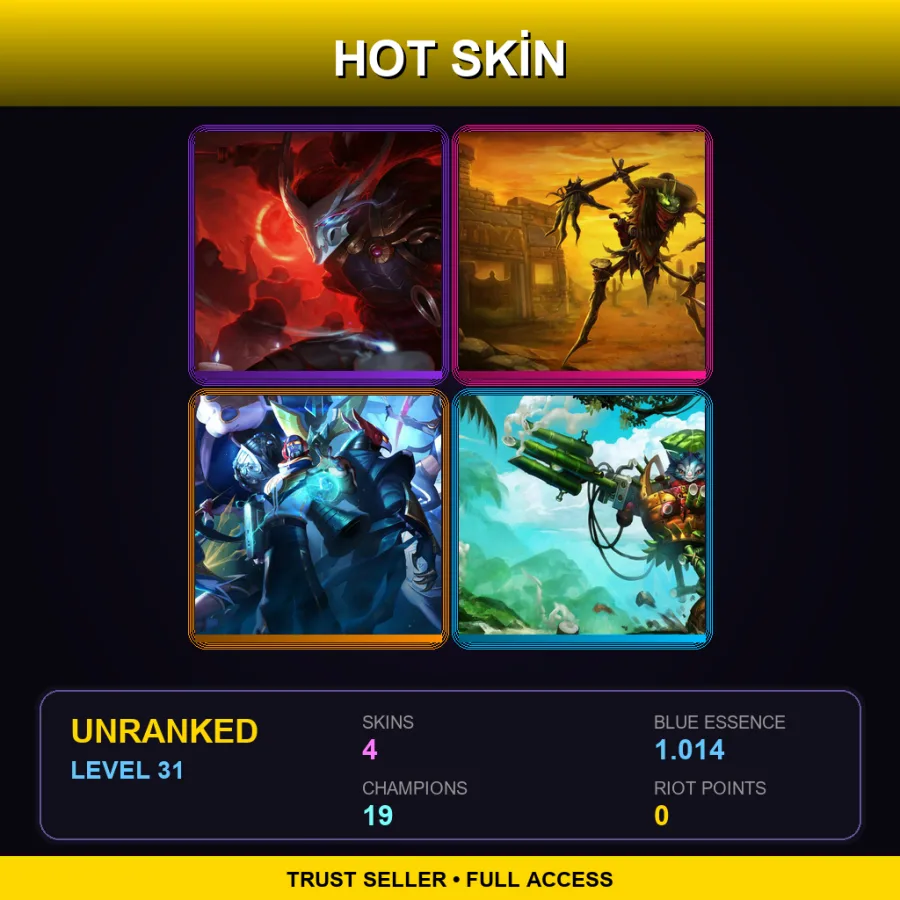EUW | Lv31 | Unranked | 4 Skin | 19 Champ