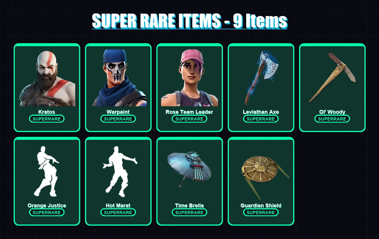 [PC/PSN] | Kratos | Warpaint | Rose Team Leader | Spectra Knight | Drift | 87 skin | 93 pickaxe | 107 emote | 94 glider | Lv1549