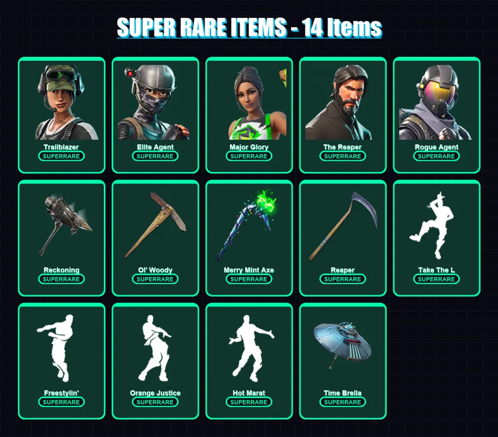[PC/PSN] | Trailblazer | Elite Agent | Major Glory | The Reaper | Rogue Agent | 263 skin | 254 pickaxe | 244 emote | 177 glider | Lv2630 — Fortnite account