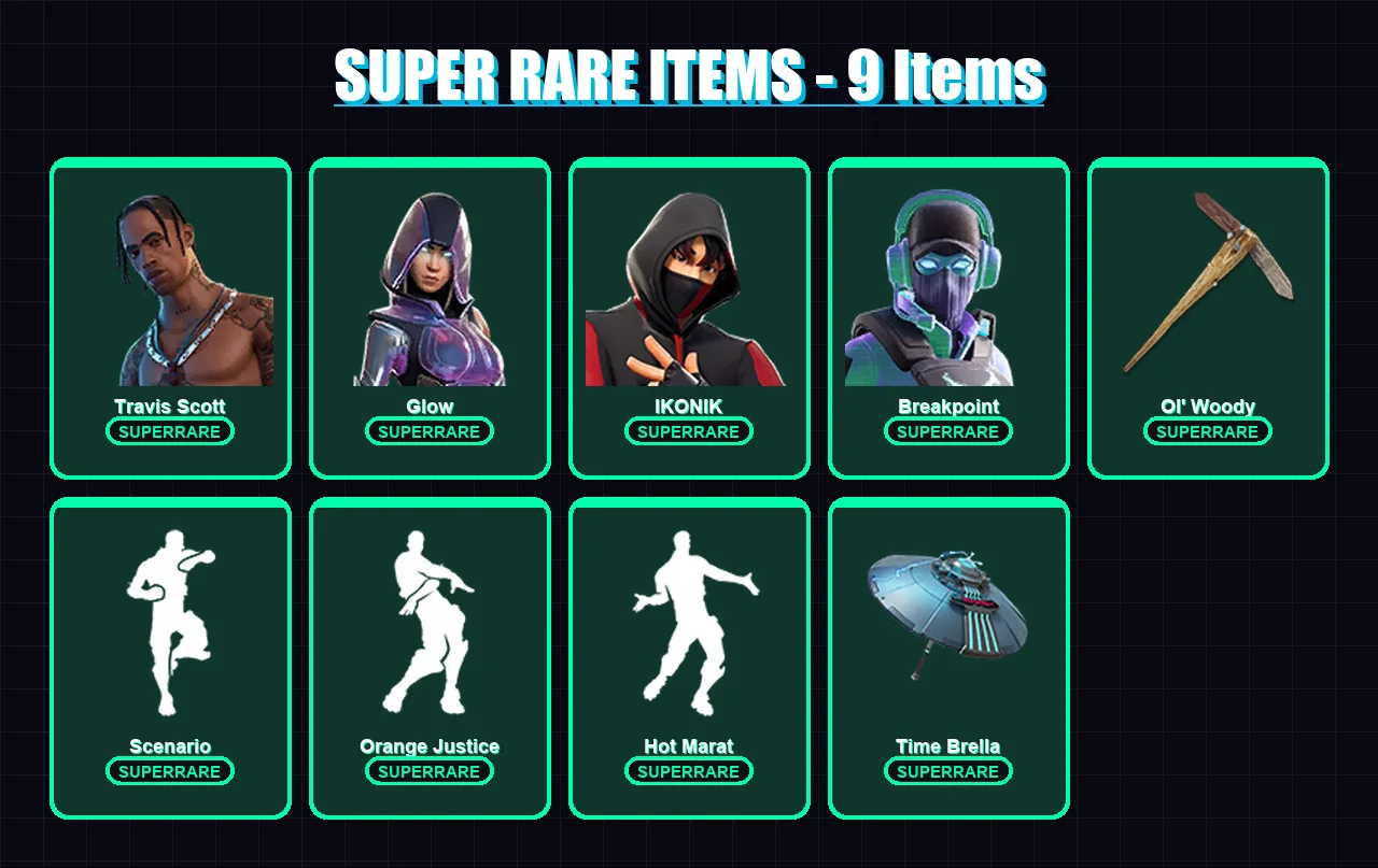 [PS4/PS5/XBOX/PC] | Travis Scott | Glow | IKONIK | Breakpoint | Sentinel | 117 skin | 138 pickaxe | 122 emote | 130 glider | Lv1551