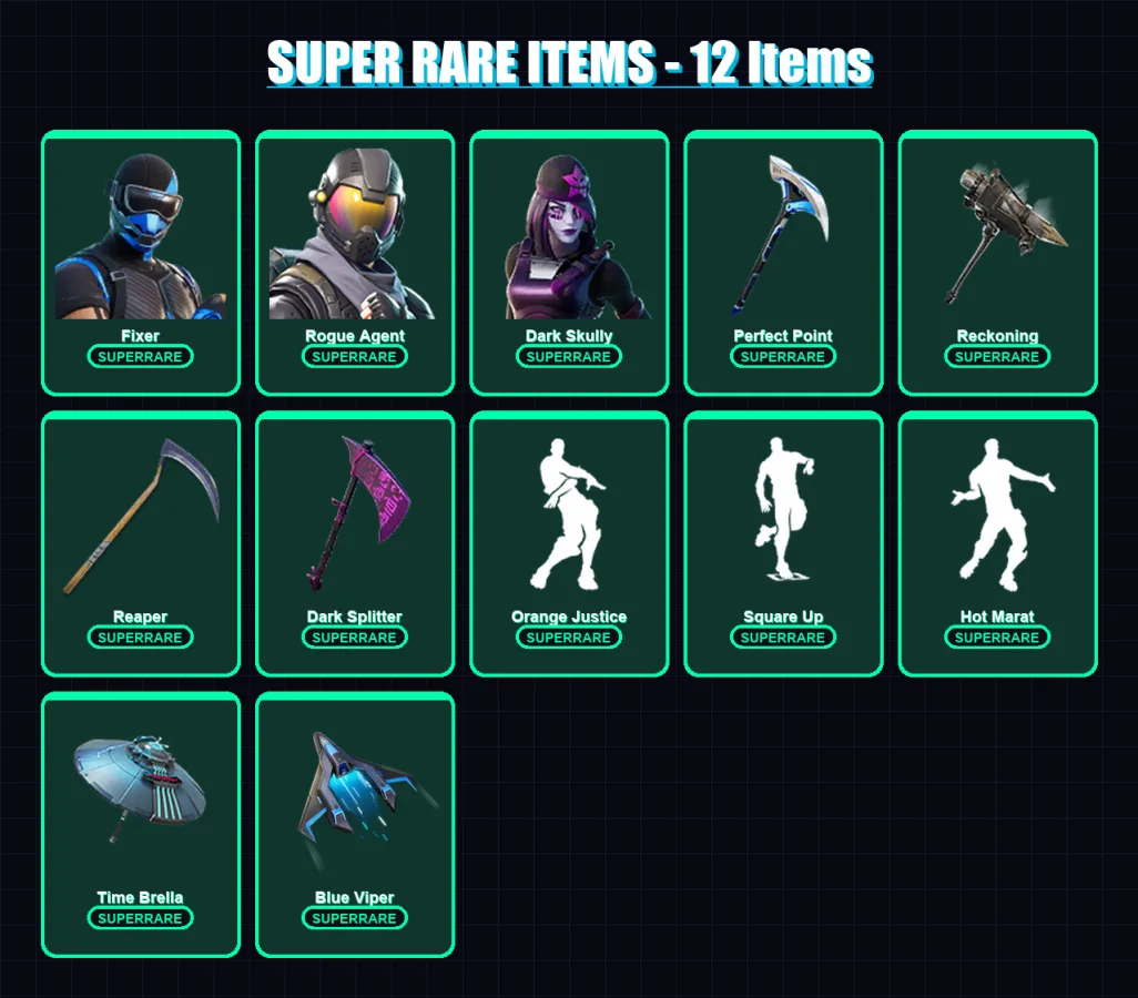 [PC] | Fixer | Rogue Agent | Dark Skully | Catalyst | Mandalorian | 150 skin | 160 pickaxe | 150 emote | 147 glider | Lv2294