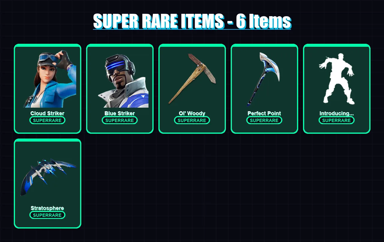 [PS4/PS5/XBOX/PC] | Cloud Striker | Blue Striker | Fade | Kymera | Menace | 73 skin | 85 pickaxe | 83 emote | 67 glider | Lv1075