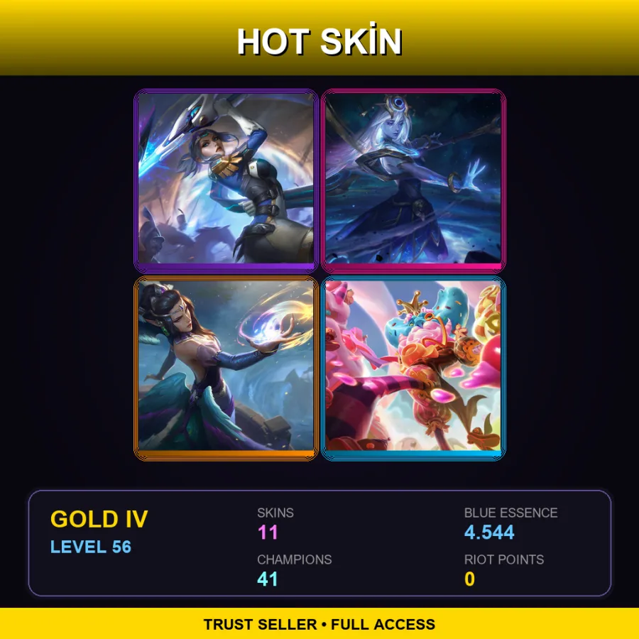 LAS | Pulsefire Fiora | Cosmic Lux | Majestic Empress Morgana | Candy King Ivern | 11 Skin | 41 Champ | Gold IV | Lv56