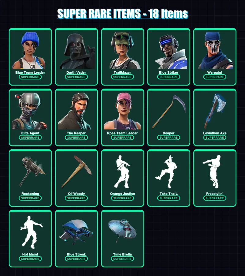 [PC] | Blue Team Leader | Darth Vader | Trailblazer | Blue Striker | Warpaint | 196 skin | 197 pickaxe | 186 emote | 169 glider | Lv2941