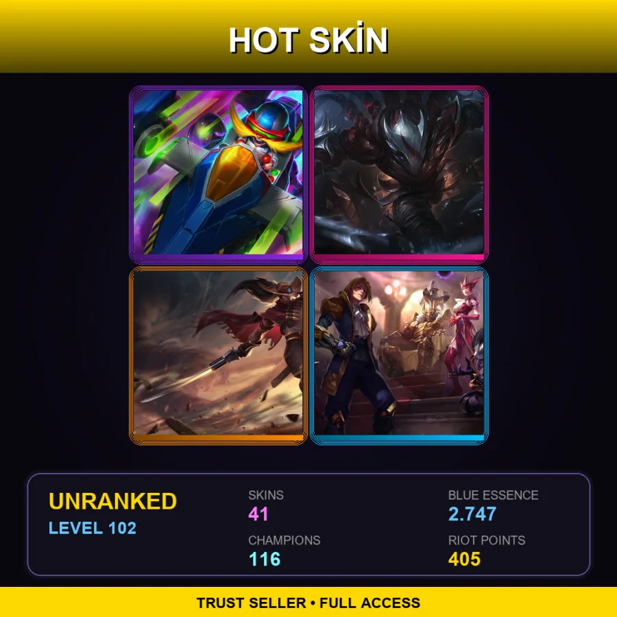 TR | Lv102 | Unranked | 41 Skin | 116 Champ — LoL account