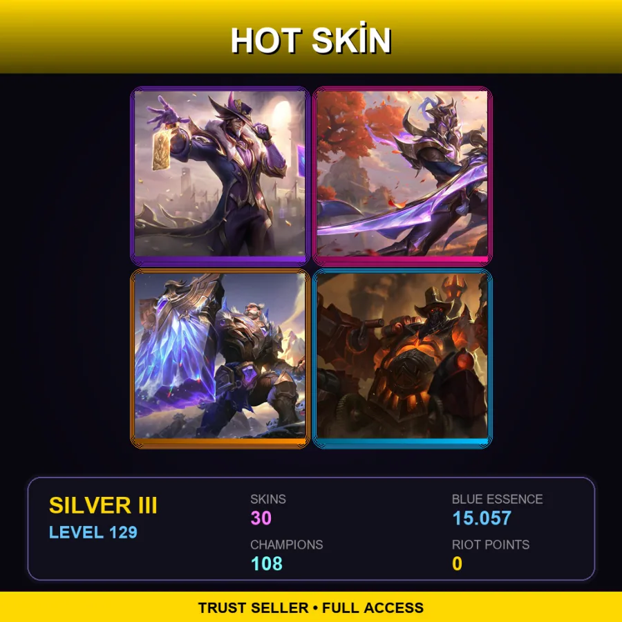 EUNE | Lv129 | Silver III | 30 Skin | 108 Champ