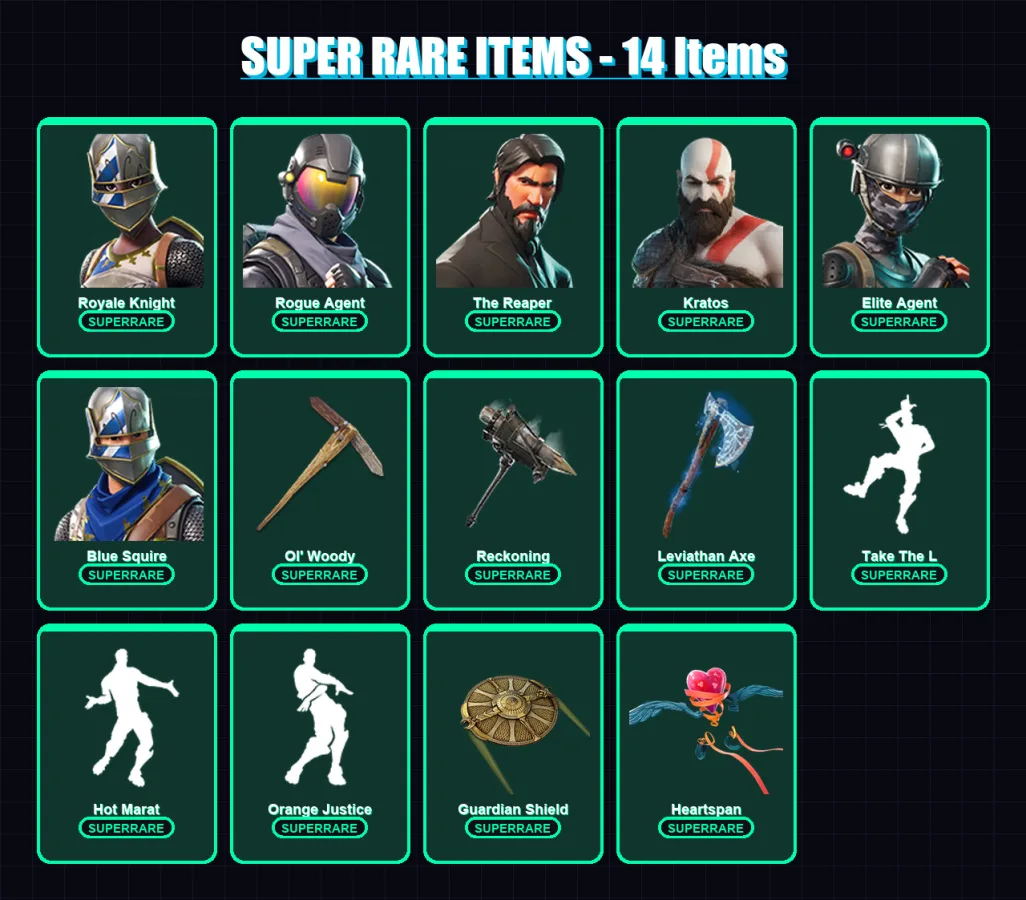 [PC/PSN] | Royale Knight | Rogue Agent | The Reaper | Kratos | Elite Agent | 147 skin | 132 pickaxe | 139 emote | 135 glider | Lv1820