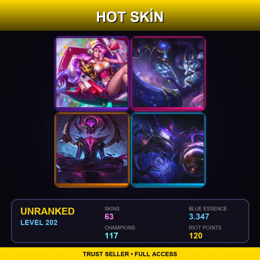 EUNE | Lv202 | Unranked | 63 Skin | 117 Champ