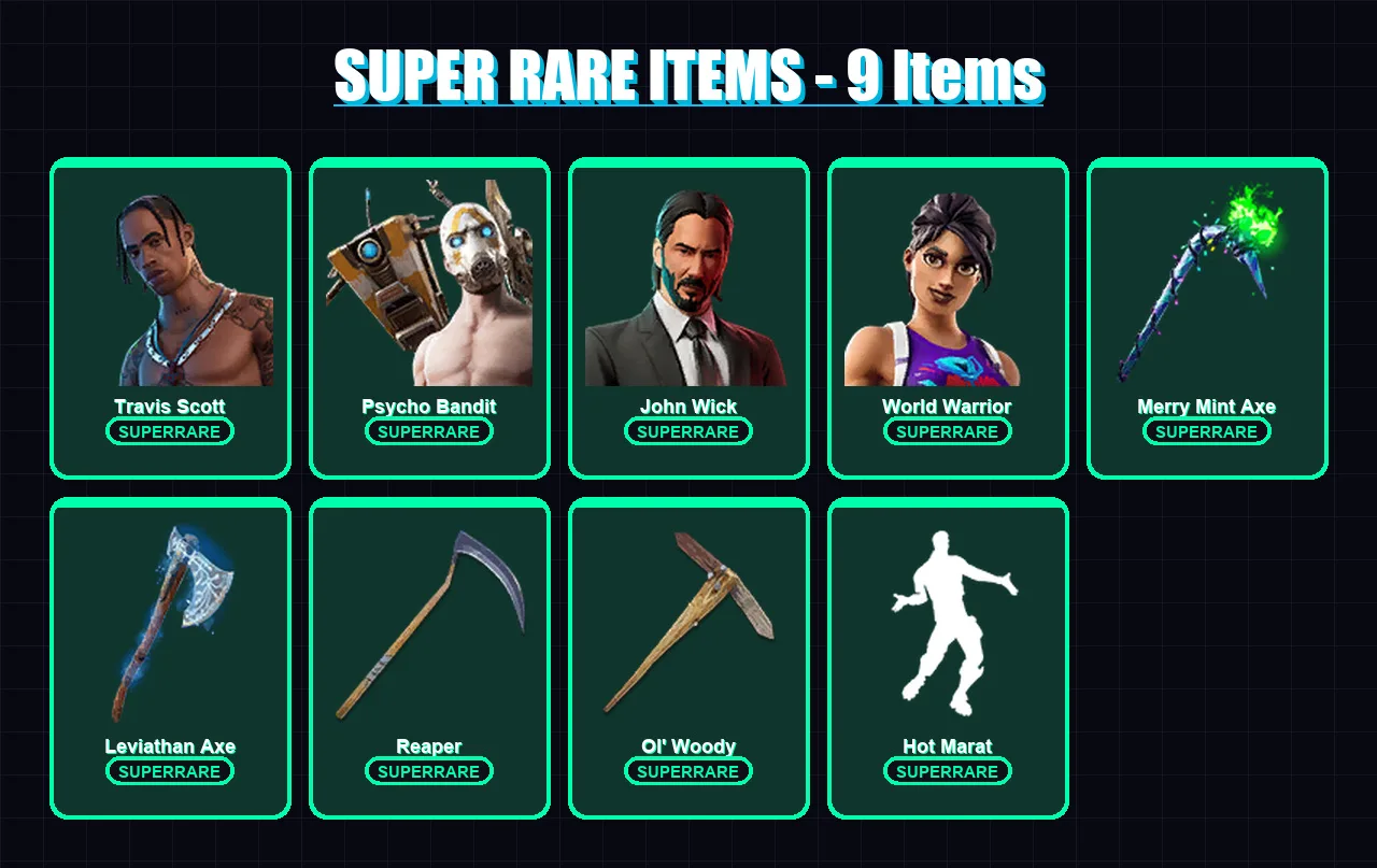 [PC/PSN] | Travis Scott | Psycho Bandit | John Wick | World Warrior | Red Knight | 175 skin | 129 pickaxe | 103 emote | 90 glider | Lv1691
