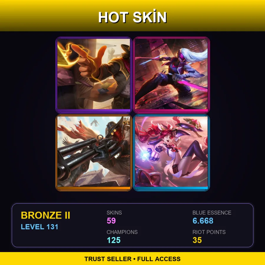EUNE | Lv131 | Bronze II | 59 Skin | 125 Champ