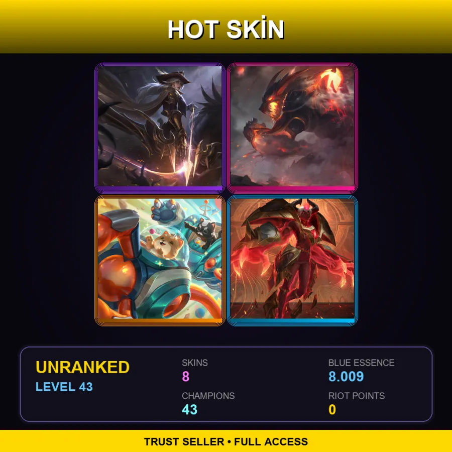 LAN | Lv43 | Unranked | 8 Skin | 43 Champ — Garen Skin 43