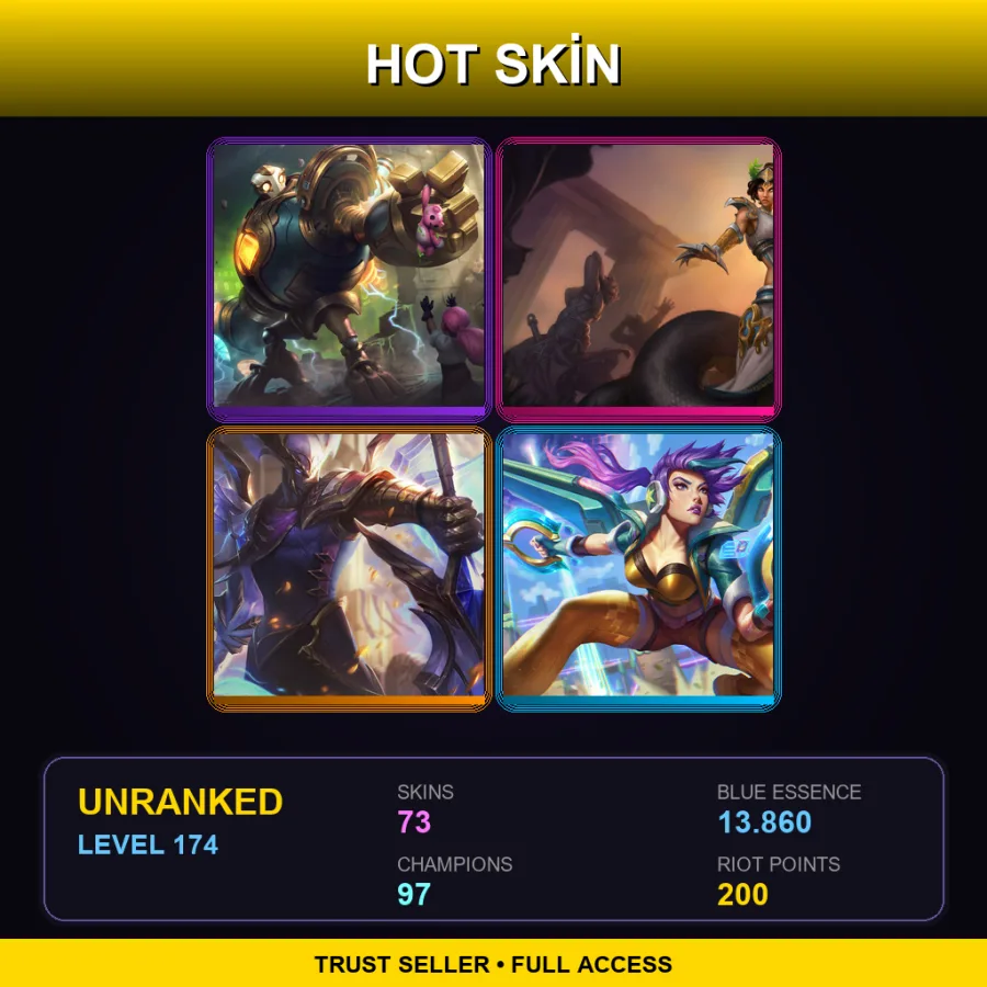 LAN | Lv174 | Unranked | 73 Skin | 97 Champ — LoL account
