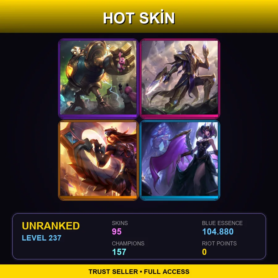 VN | Lv237 | Unranked | 95 Skin | 157 Champ
