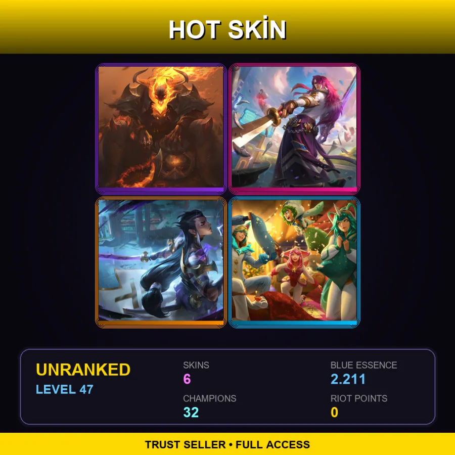 EUW | Lv47 | Unranked | 6 Skin | 32 Champ