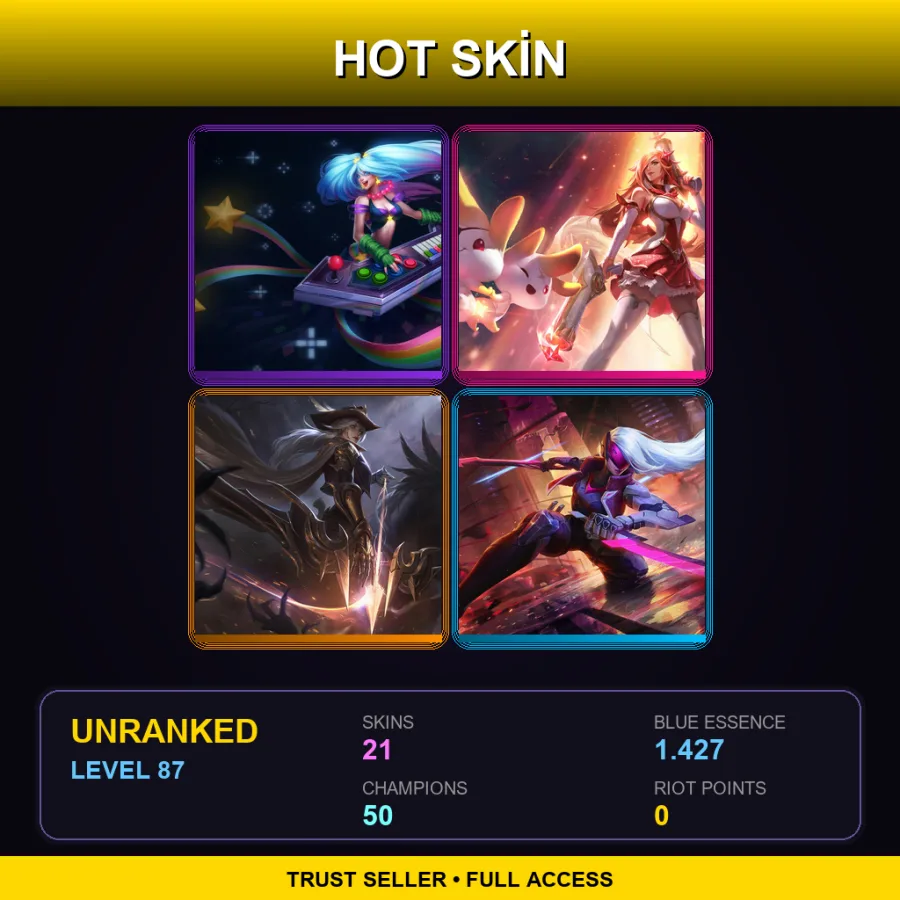 SG | Lv87 | Unranked | 21 Skin | 50 Champ — LoL account