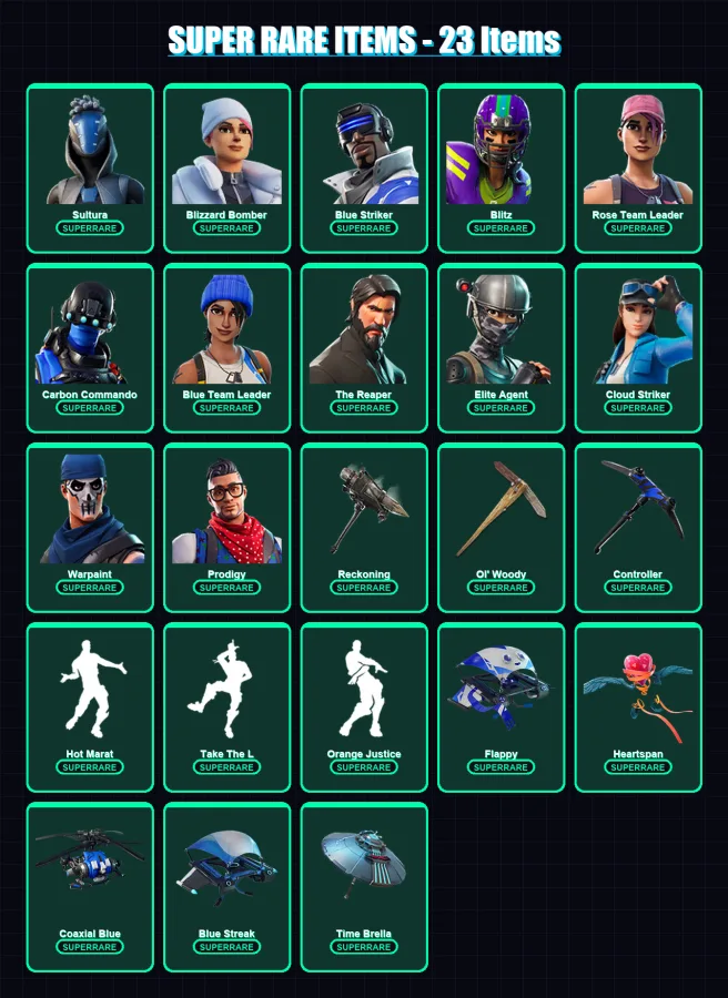 [PC/XBOX/PSN] | Sultura | Blizzard Bomber | Blue Striker | Blitz | Rose Team Leader | 162 skin | 151 pickaxe | 225 emote | 142 glider | Lv2240