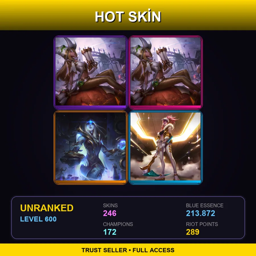 TR | Lv600 | Unranked | 246 Skin | 172 Champ