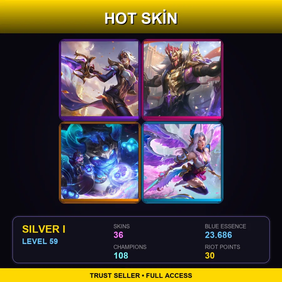 EUNE | Lv59 | Silver I | 36 Skin | 108 Champ