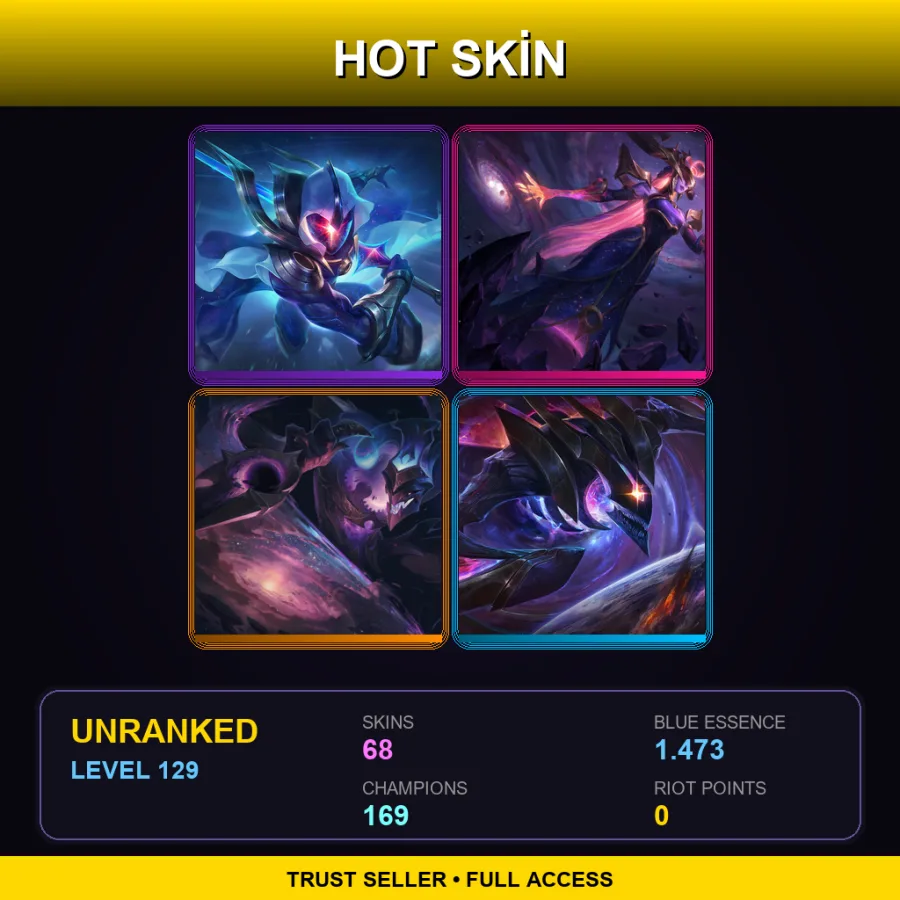 VN | Lv129 | Unranked | 68 Skin | 169 Champ — LoL account