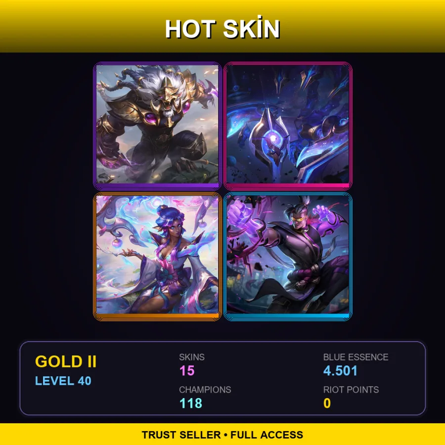 EUNE | Lv40 | Gold II | 15 Skin | 118 Champ