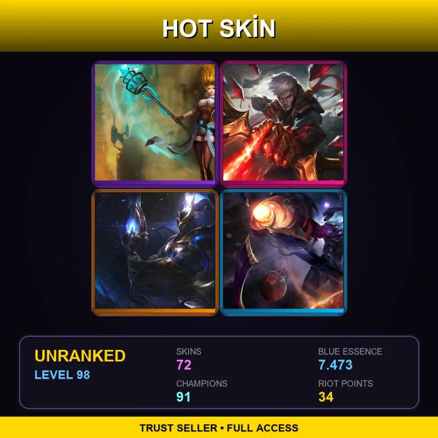EUW | Lv98 | Unranked | 72 Skin | 91 Champ — Enchanted Galio