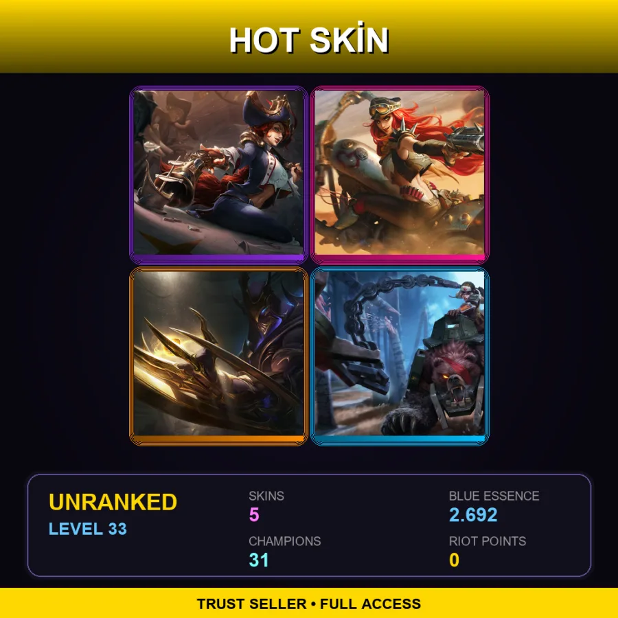 TR | Lv33 | Unranked | 5 Skin | 31 Champ
