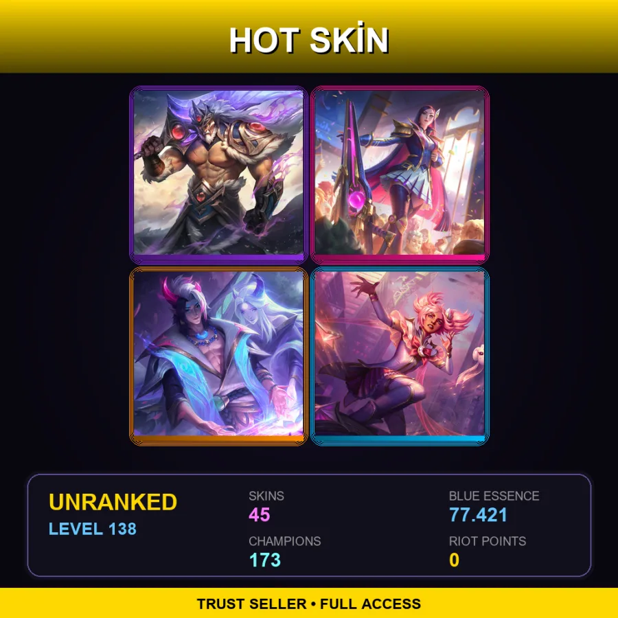 VN | Lv138 | Unranked | 45 Skin | 173 Champ