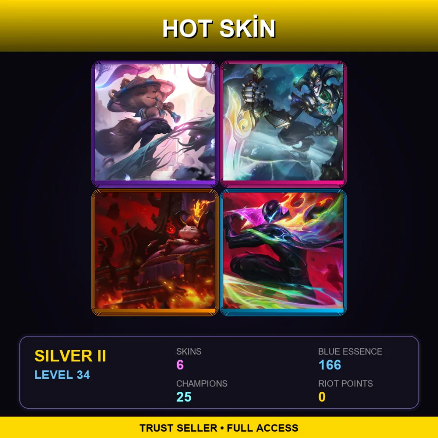 LAN | Lv34 | Silver II | 6 Skin | 25 Champ