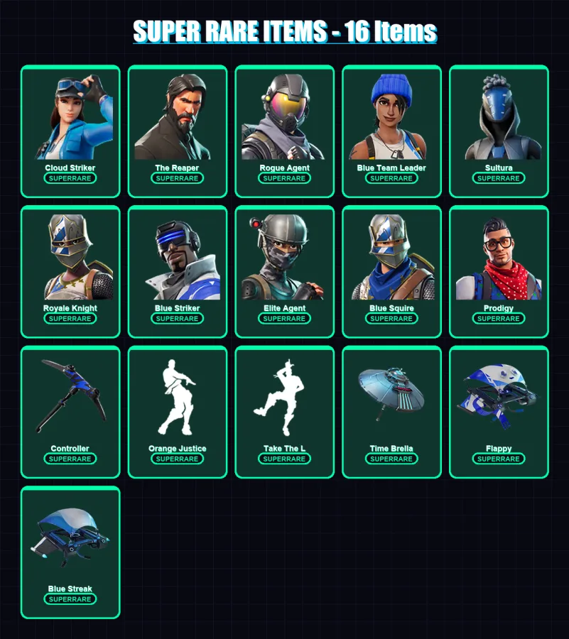 [PS4/PS5/XBOX/PC] | Cloud Striker | The Reaper | Rogue Agent | Blue Team Leader | Sultura | 55 skin | 47 pickaxe | 64 emote | 61 glider | Lv868 — Fortnite account