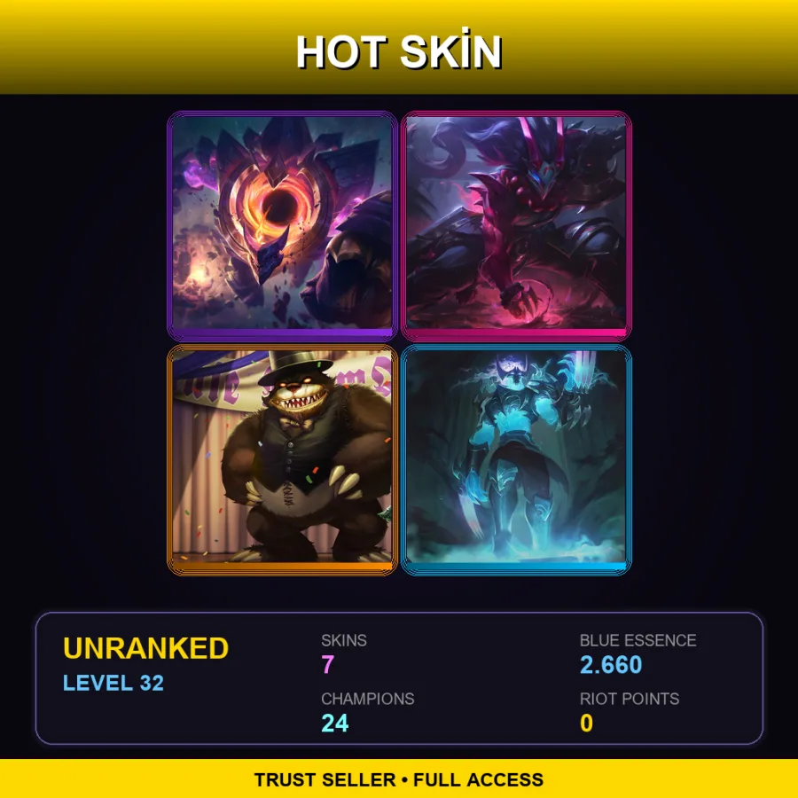 LAN | Lv32 | Unranked | 7 Skin | 24 Champ