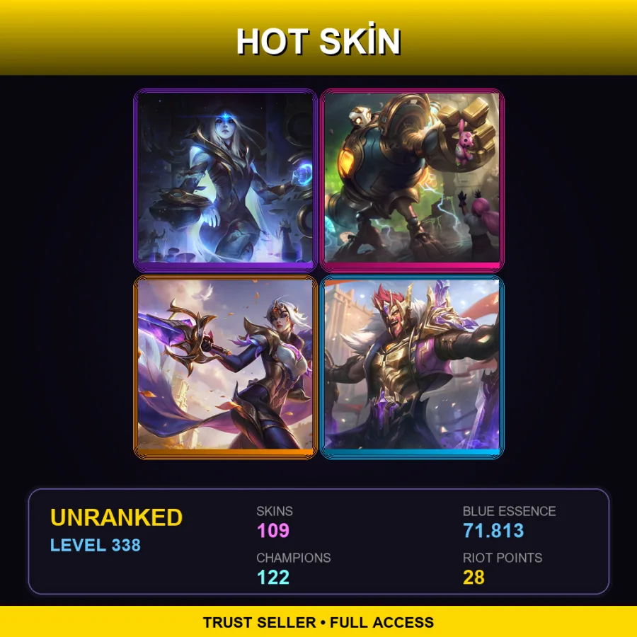 BR | Lv338 | Unranked | 109 Skin | 122 Champ — LoL account