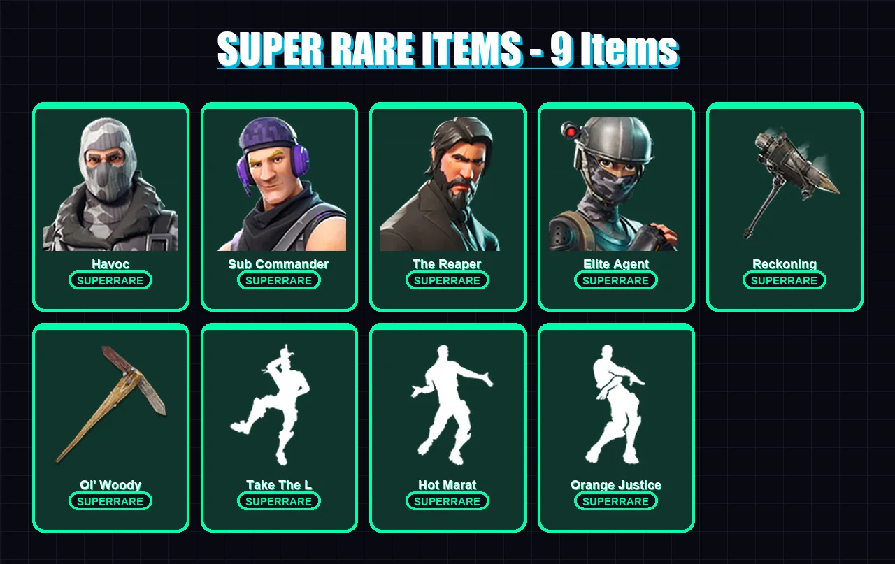 [PC/PSN] | Havoc | Sub Commander | The Reaper | Elite Agent | Lynx | 40 skin | 33 pickaxe | 47 emote | 44 glider | Lv520