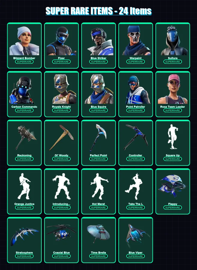 [PS4/PS5/XBOX/PC] | Blizzard Bomber | Fixer | Blue Striker | Warpaint | Sultura | 123 skin | 158 pickaxe | 113 emote | 139 glider | Lv1998 — Fortnite account