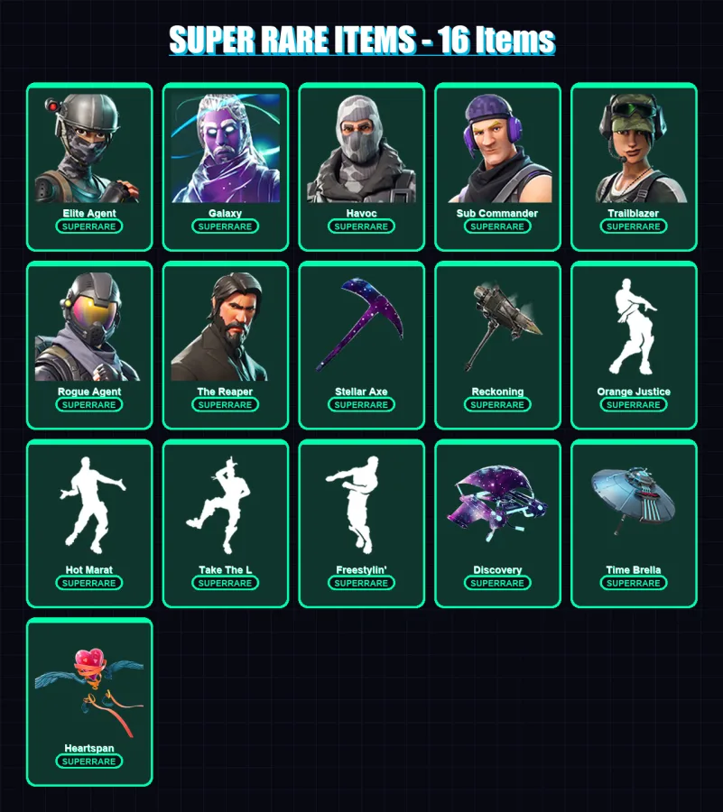 [PC/PSN] | Elite Agent | Galaxy | Havoc | Sub Commander | Trailblazer | 58 skin | 48 pickaxe | 60 emote | 61 glider | Lv826