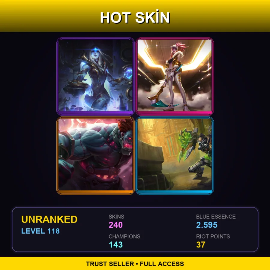 EUNE | Lv118 | Unranked | 240 Skin | 143 Champ — LoL account