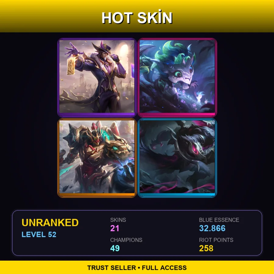 EUW | Lv52 | Unranked | 21 Skin | 49 Champ