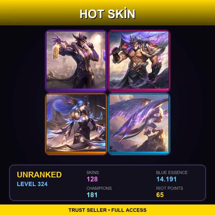 EUNE | Lv324 | Unranked | 128 Skin | 181 Champ