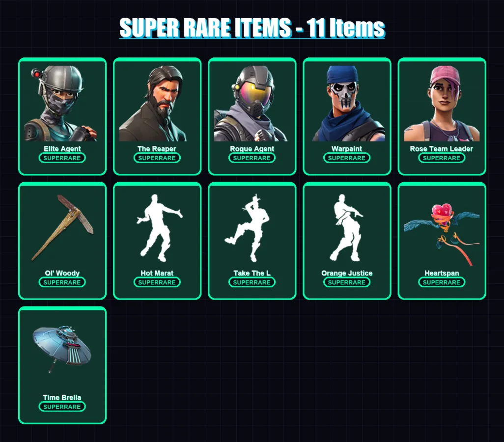 [PC/PSN] | Elite Agent | The Reaper | Rogue Agent | Warpaint | Rose Team Leader | 43 skin | 59 pickaxe | 78 emote | 60 glider | Lv1149