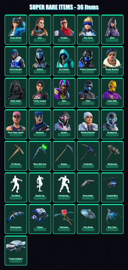 [PC] | Cloud Striker | Aloy | Prodigy | Neo Versa | Glow | 520 skin | 450 pickaxe | 366 emote | 317 glider | Lv4871
