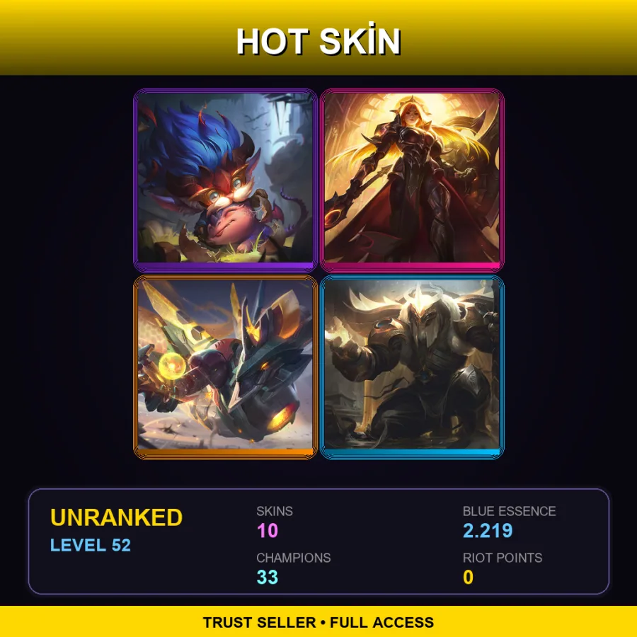 LAN | Lv52 | Unranked | 10 Skin | 33 Champ