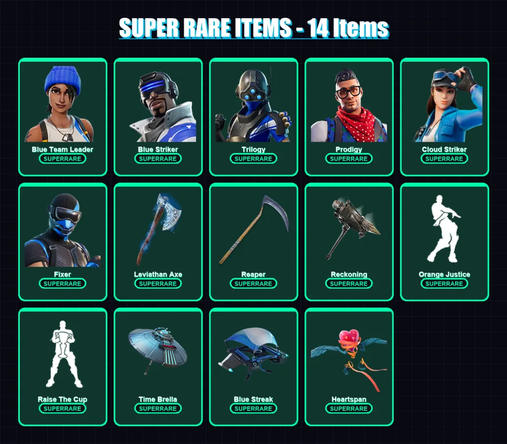 [PC/XBOX] | Blue Team Leader | Blue Striker | Trilogy | Prodigy | Cloud Striker | 153 skin | 159 pickaxe | 143 emote | 134 glider | Lv2214 — Game account