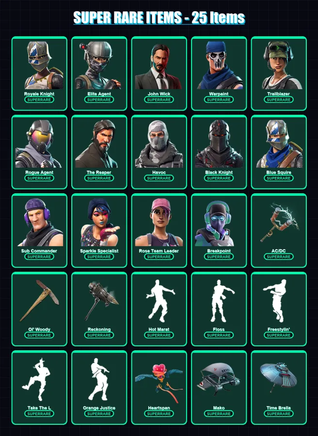 [PC/XBOX/PSN] | Royale Knight | Elite Agent | John Wick | Warpaint | Trailblazer | 104 skin | 63 pickaxe | 87 emote | 72 glider | Lv904