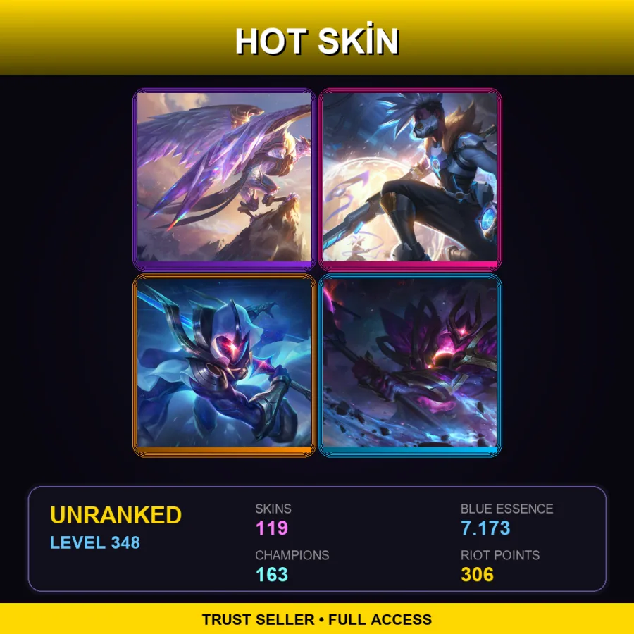 EUW | Lv348 | Unranked | 119 Skin | 163 Champ