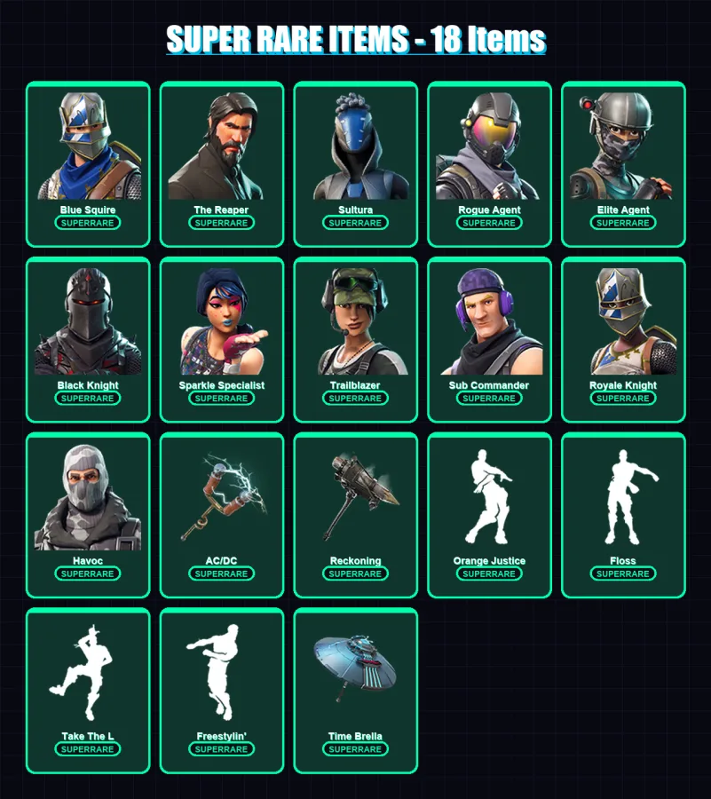 [PC/XBOX/PSN] | Blue Squire | The Reaper | Sultura | Rogue Agent | Elite Agent | 79 skin | 79 pickaxe | 79 emote | 73 glider | Lv1197 — Fortnite account