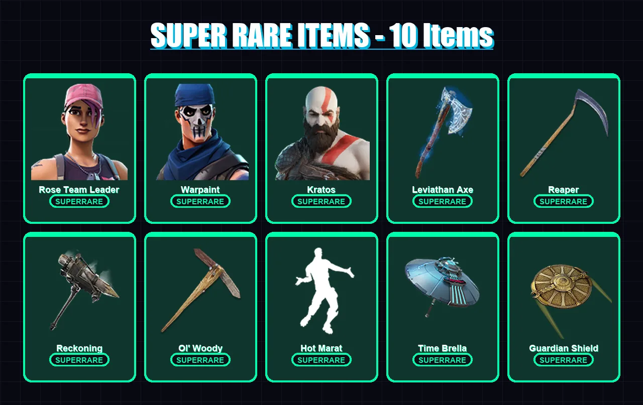 [PC] | Rose Team Leader | Warpaint | Kratos | The Prisoner | Dire | 85 skin | 80 pickaxe | 70 emote | 72 glider | Lv872