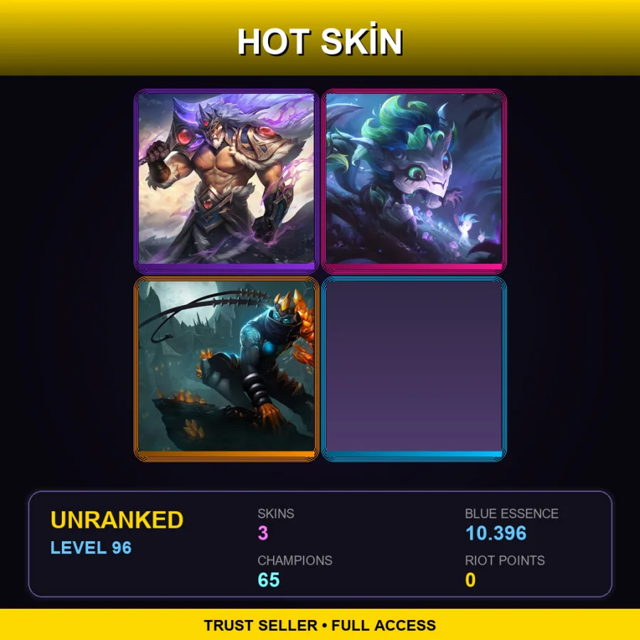 LAN | Lv96 | Unranked | 3 Skin | 65 Champ — Elderwood Gnar