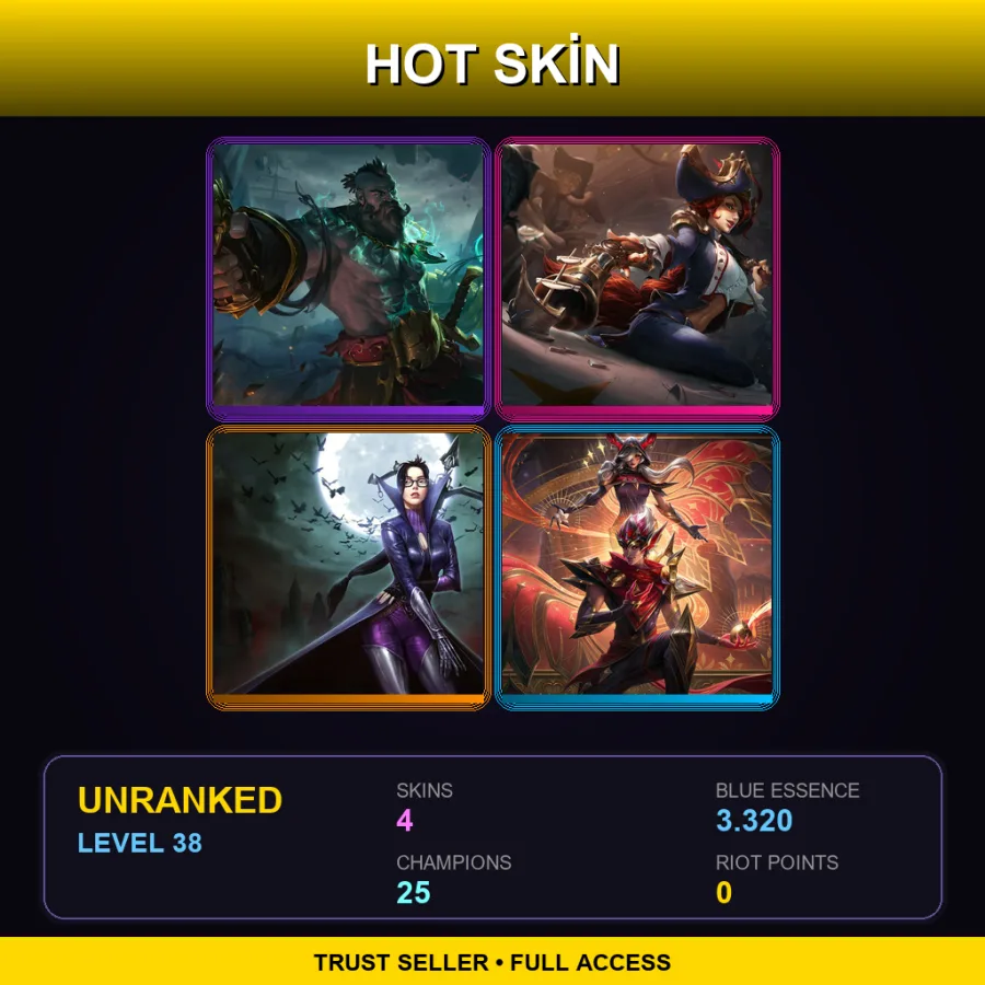 EUW | Lv38 | Unranked | 4 Skin | 25 Champ