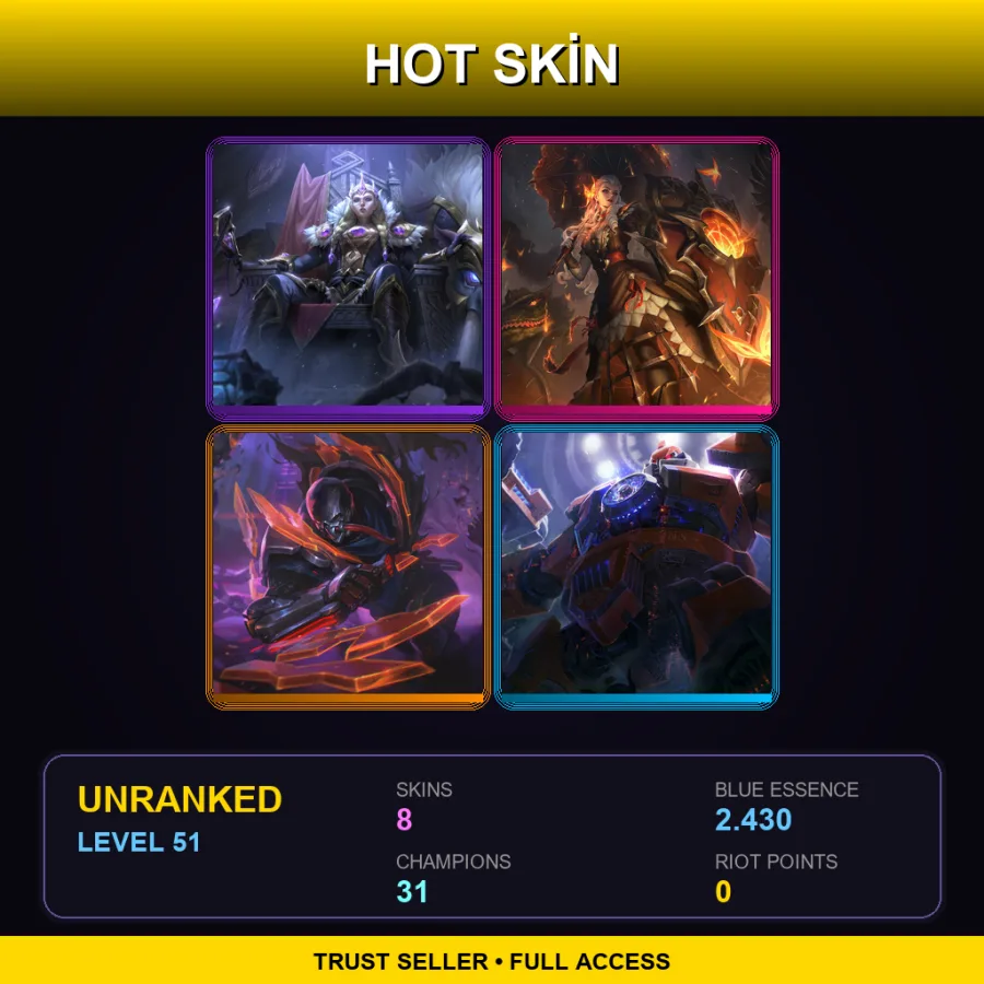 LAS | Lv51 | Unranked | 8 Skin | 31 Champ — LoL account