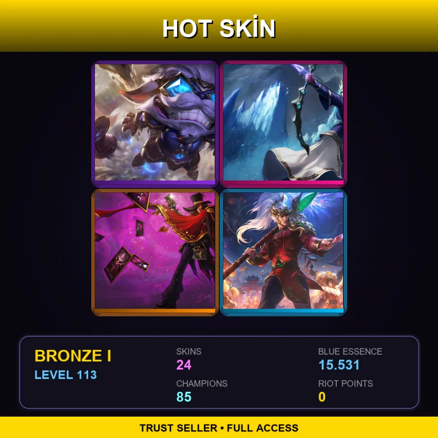 SG | Lv113 | Bronze I | 24 Skin | 85 Champ