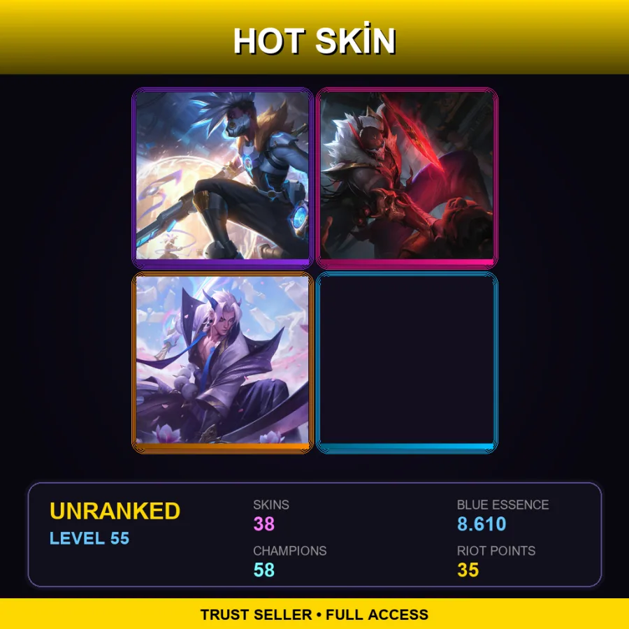 EUW | Lv55 | Unranked | 38 Skin | 58 Champ